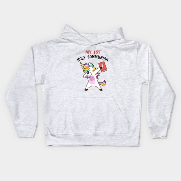 My 1st Holy Communion Unocron Dabbing Unicorn Kids Hoodie by huepham613